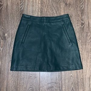 Green leather skirt
